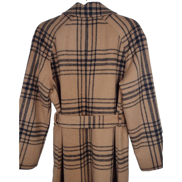 Avec Les Filles Plaid Double Breasted Coat Windowpane Tan and Black Size Large - Picture 6 of 11